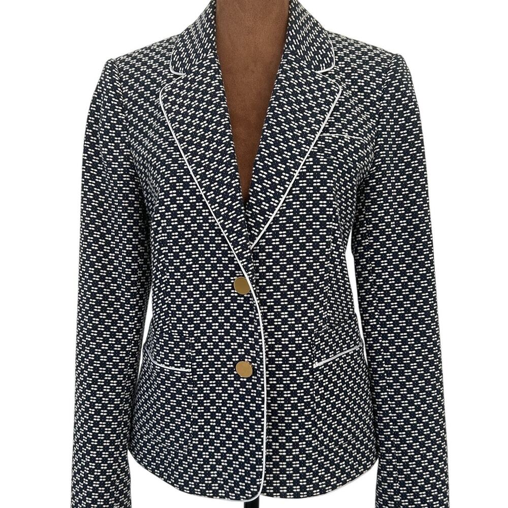 Juicy Couture Women's Navy and White Short Blazer Sz. 4 Preppy Office Career